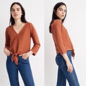 Texture & Thread Long-Sleeve Tie-Front Top